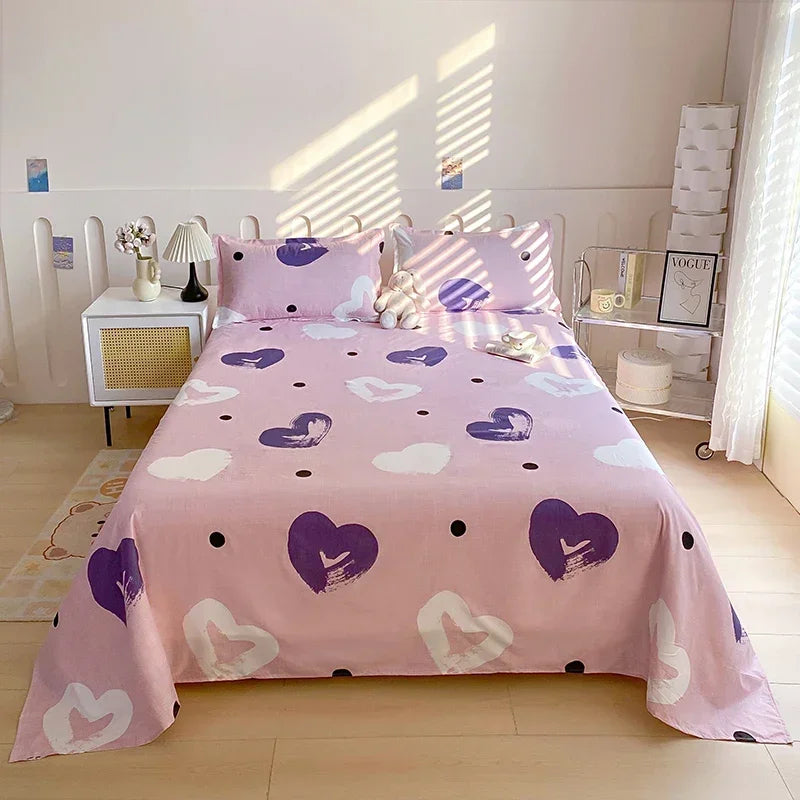 Red Floral Printed Flat Bed Sheet – Soft & Breathable