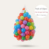 Pack of 50 colorful ocean-themed soft play pit balls in a clear mesh bag