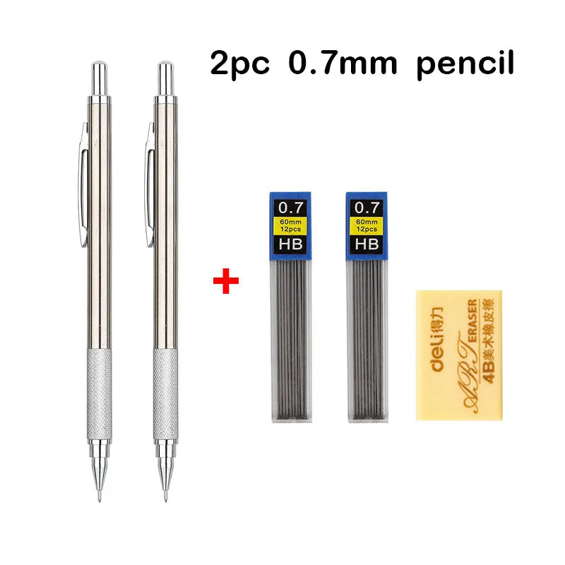 A set of two 0.7mm HB mechanical pencils with accompanying lead packs.