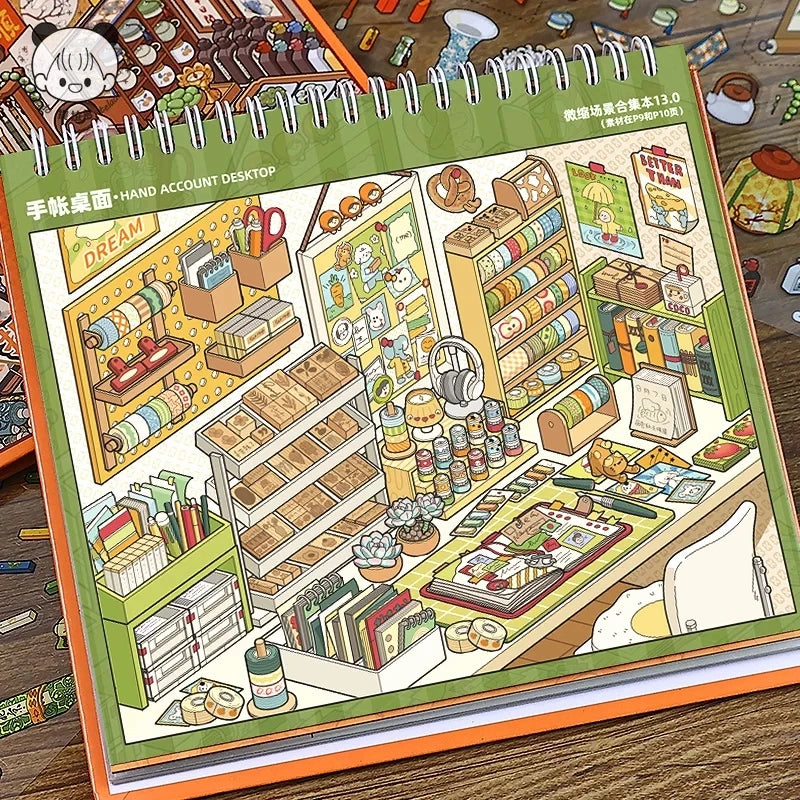 10-in-1 3D Cartoon Desktop Organizer Sticker Pack for Scrapbooking and DIY