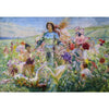 Victorian fairy canvas wall art featuring an ethereal portrait of a woman surrounded by lush flowers and figures.