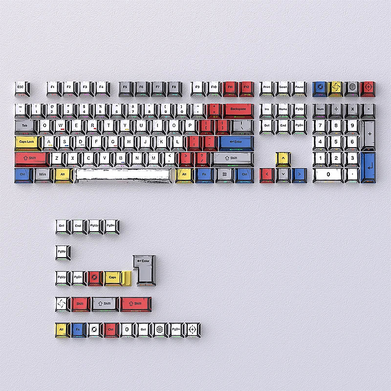 Comic Style Colorful Keycap Set – 136 Keys, Classic Minimalist Design