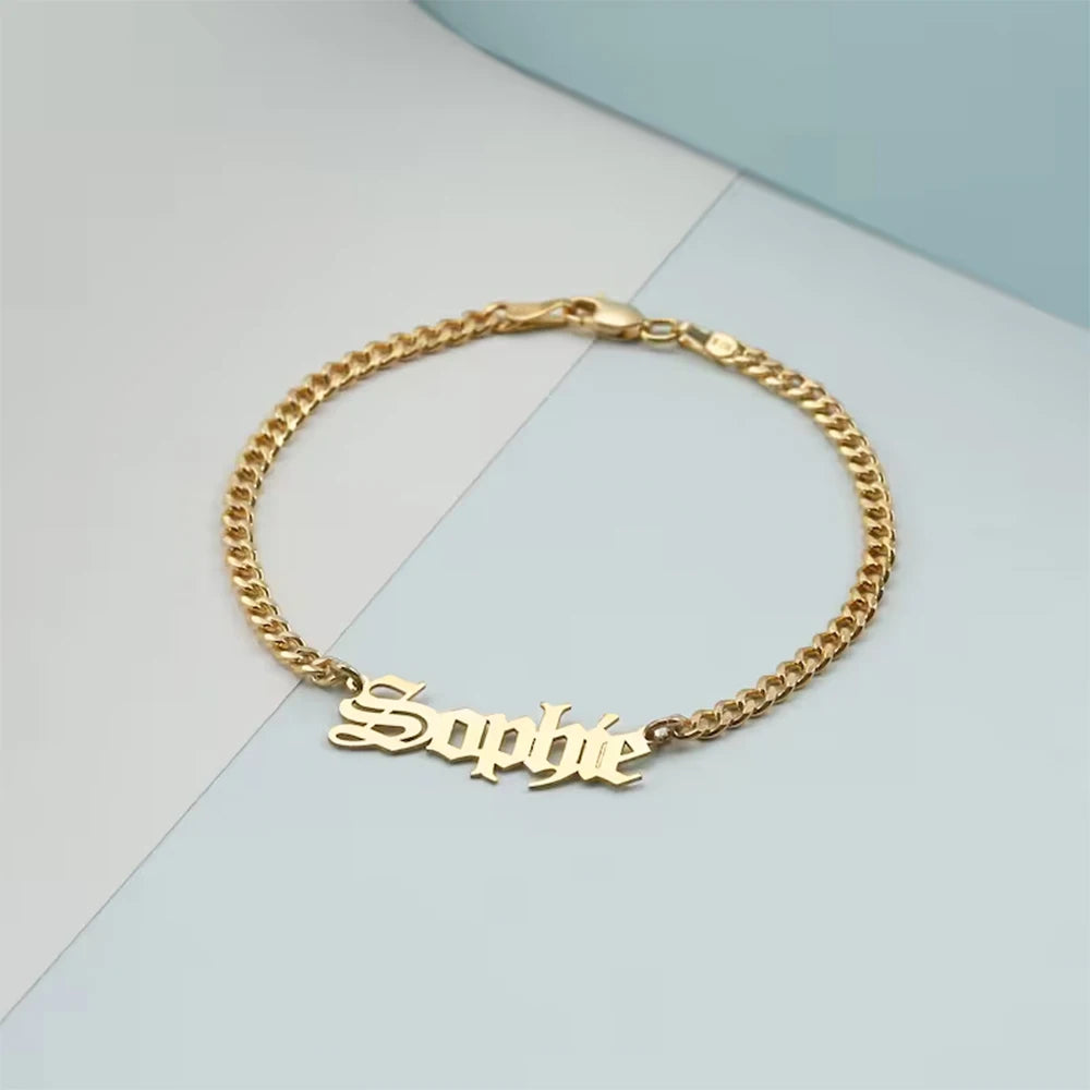 Bracelet de cheville avec initiale personnalisée en acier inoxydable
