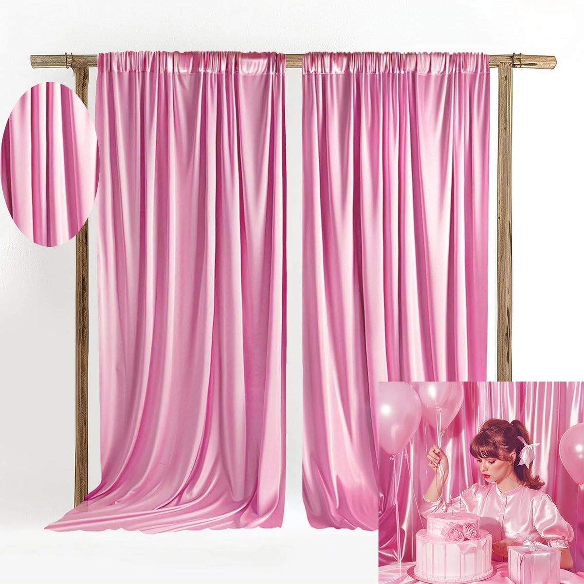 Shimmering Satin Backdrop Curtain Panels