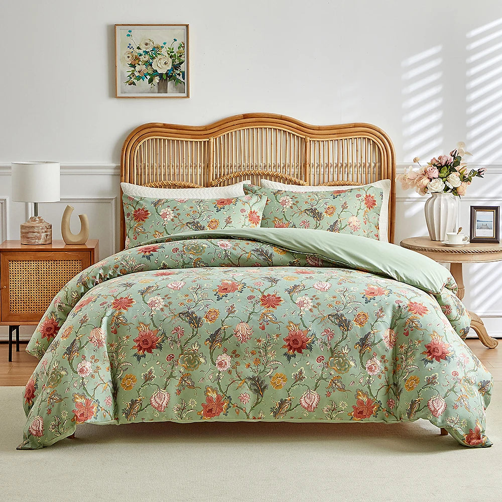 Vintage Floral Duvet Cover Set with Pillowcases