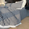 Lace Trim Plaid Duvet Cover Set with Pillowcases