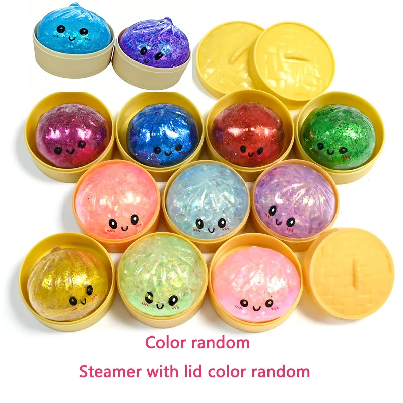 Glitter Bead Steamed Bun Squishy Toy