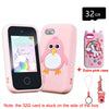 Pink kids smartphone toy with a penguin design and an extra pink case