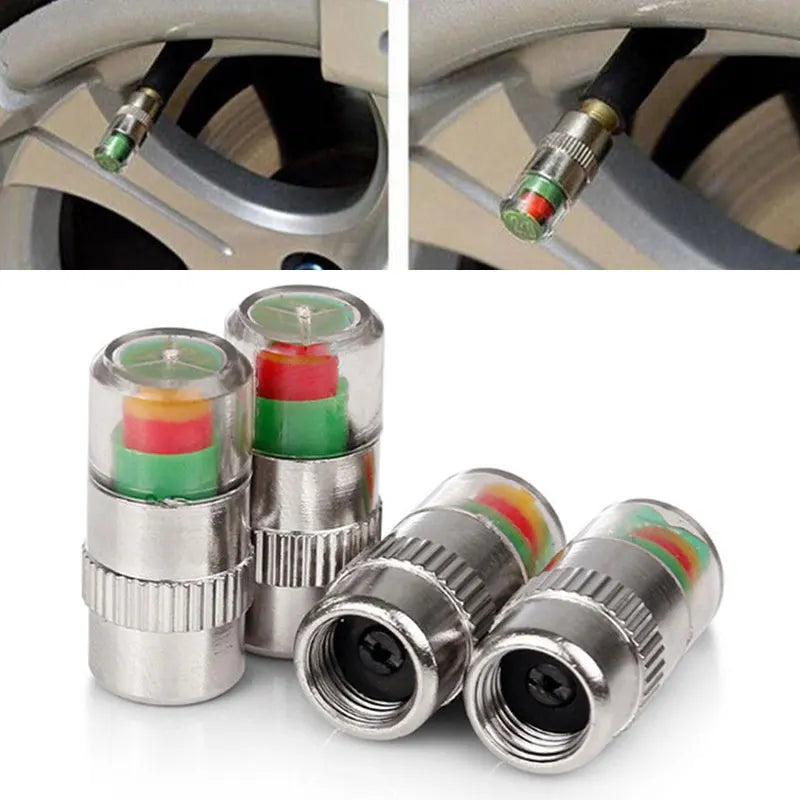 Tire Pressure Monitoring Valve Caps with Color Alert Indicators (4-Pack)