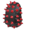 Black PU leather backpack with red rivets and studs