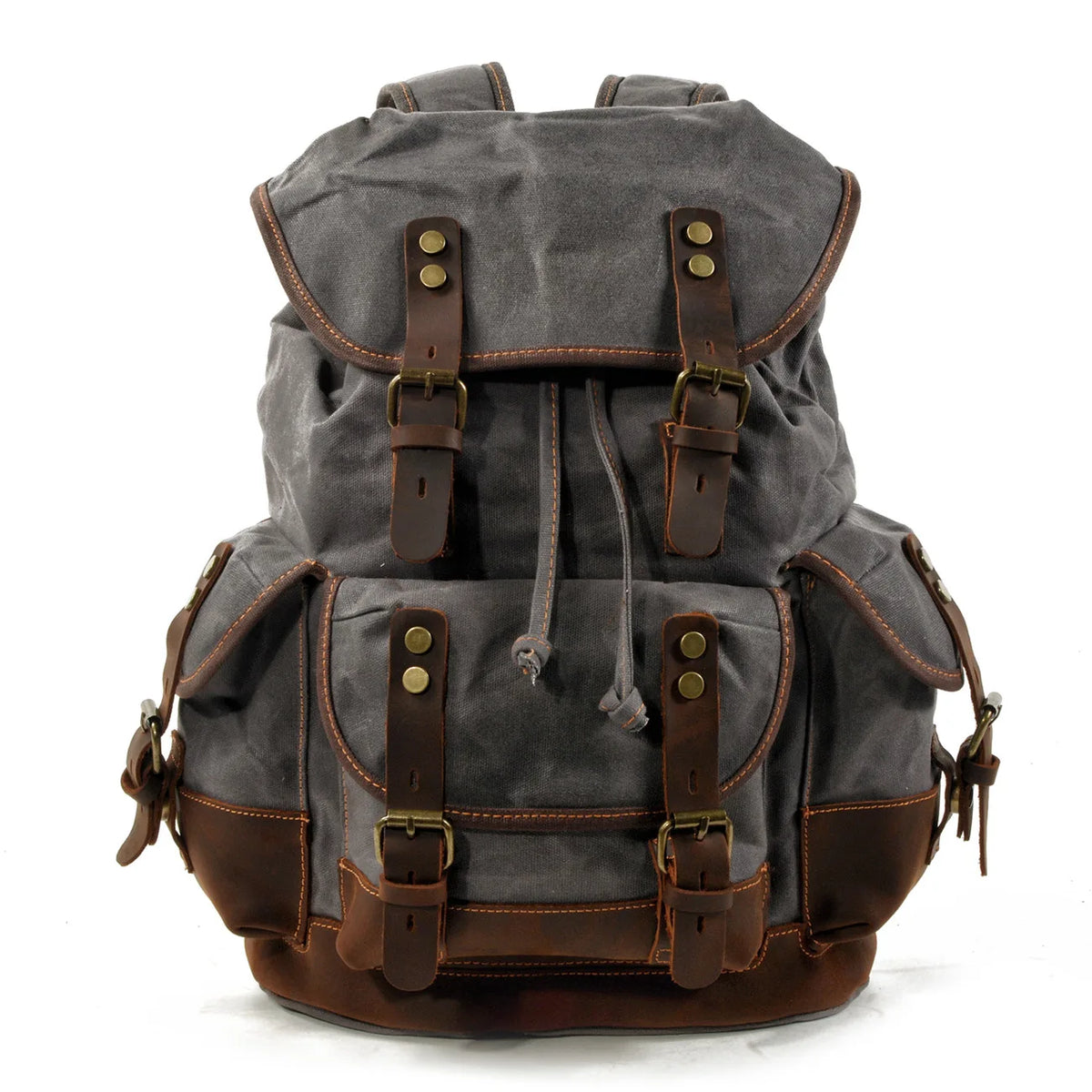 Canvas & Leather Travel Backpack – Waterproof, Large Capacity for School, Work & Hiking