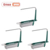 Three green adjustable over-sink dish drying racks or kitchen organizers.