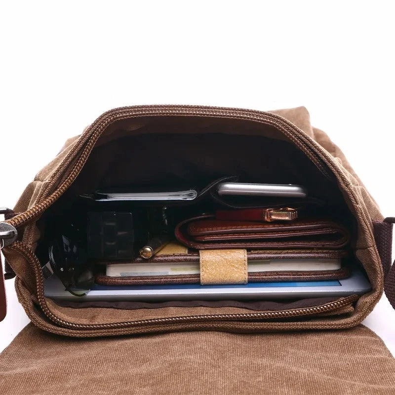 Vintage Canvas Messenger Bag for Men – Retro Crossbody Shoulder Bag