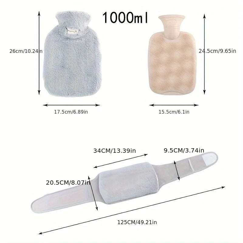 Cozy Plush Hot Water Bottle with Soft Cover – Reusable Hand Warmer & Pain Relief