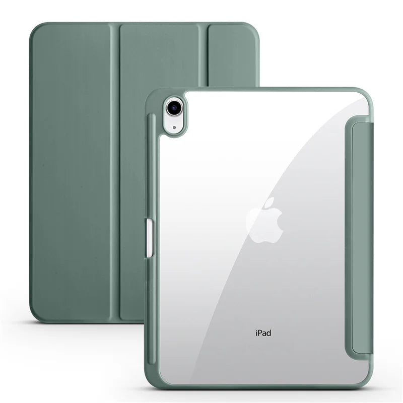 Slim Trifold iPad Case with Clear Acrylic Back and Pen Holder