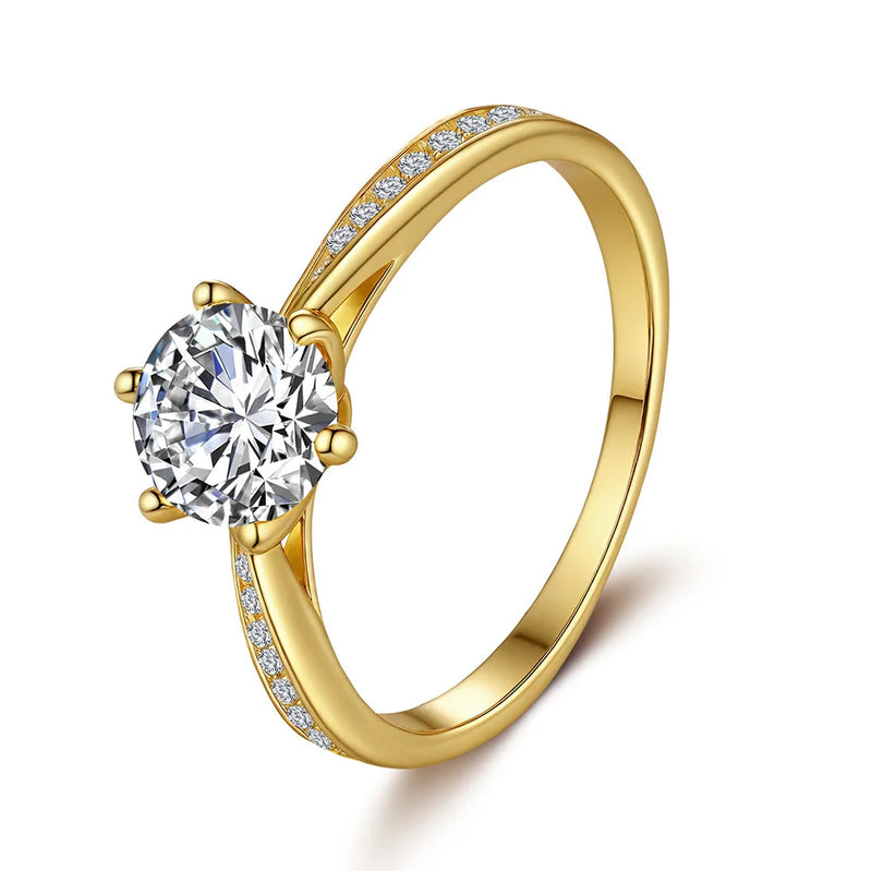 Geometric Moissanite Ring in Gold-Plated Sterling Silver