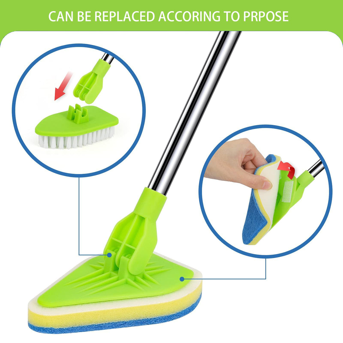 Adjustable Telescopic Cleaning Brush with Interchangeable Heads