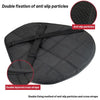 Black ergonomic motorcycle seat cushion featuring double fixation of anti slip particles and cross straps