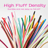 A close-up of colorful chenille craft stems showing high fluff density and durability for DIY projects.