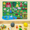A colorful felt storytelling board featuring various zoo animals like a lion, elephant, and monkey.