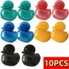 Ten colorful silicone toothbrush head covers in various shades including teal, pink, blue, and yellow.