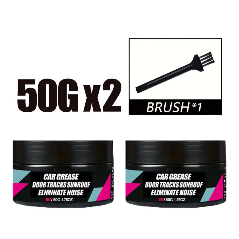 Two tubes of car grease lubricant for sunroof tracks and door hinges with a brush included