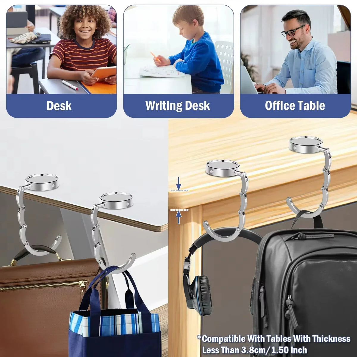 Foldable Table Bag Hook – Durable Purse Hanger for Any Surface
