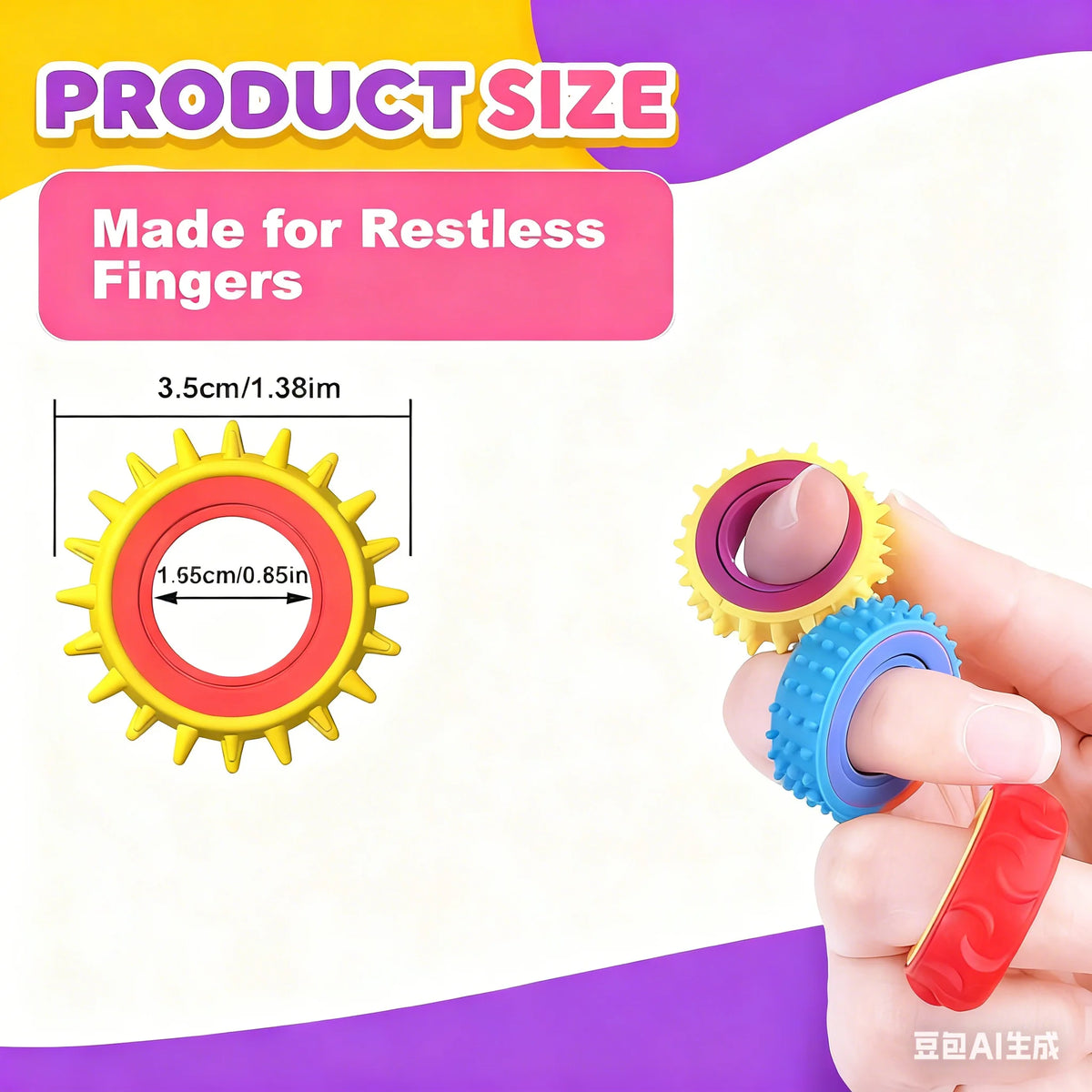Spinning Sensory Ring Fidget Toy for Kids and Adults