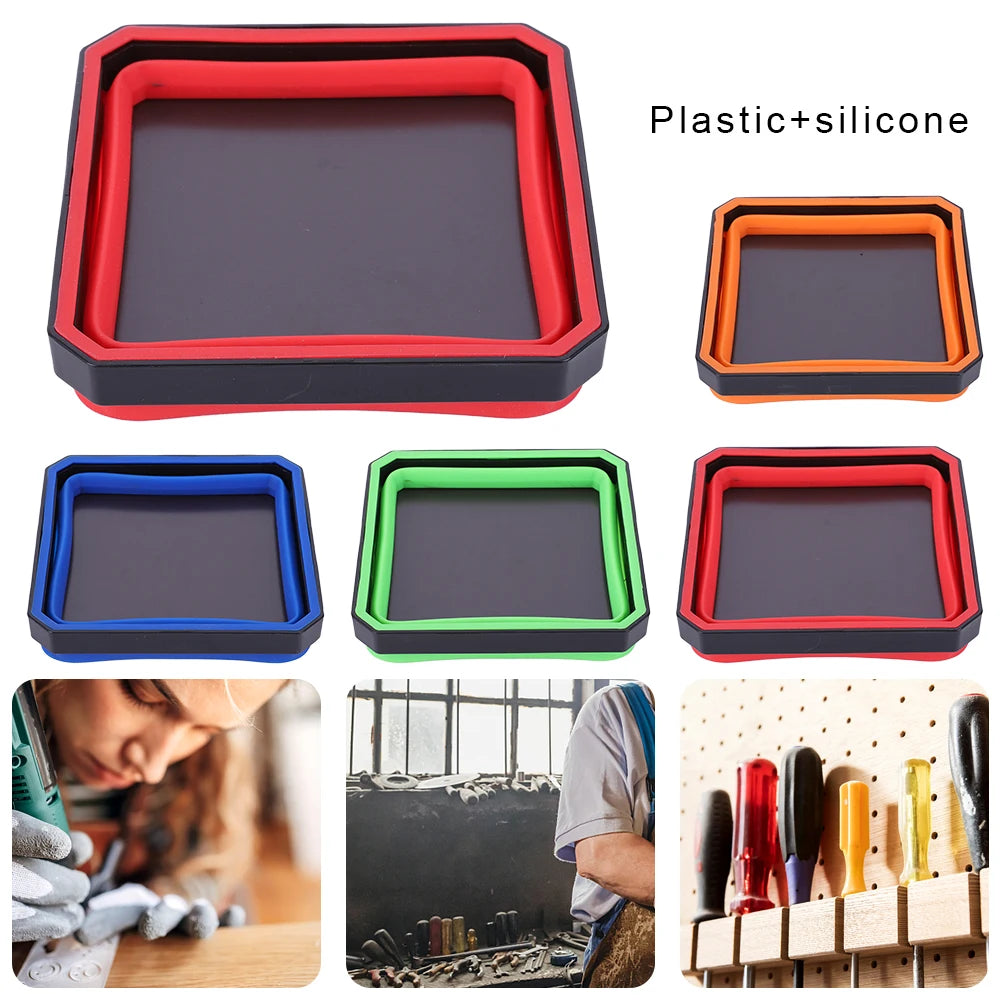 Collapsible Magnetic Parts Tray with Silicone Bowl