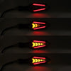 Three versions of universal 12V motorcycle LED flowing turn signal indicators shown in close-up.