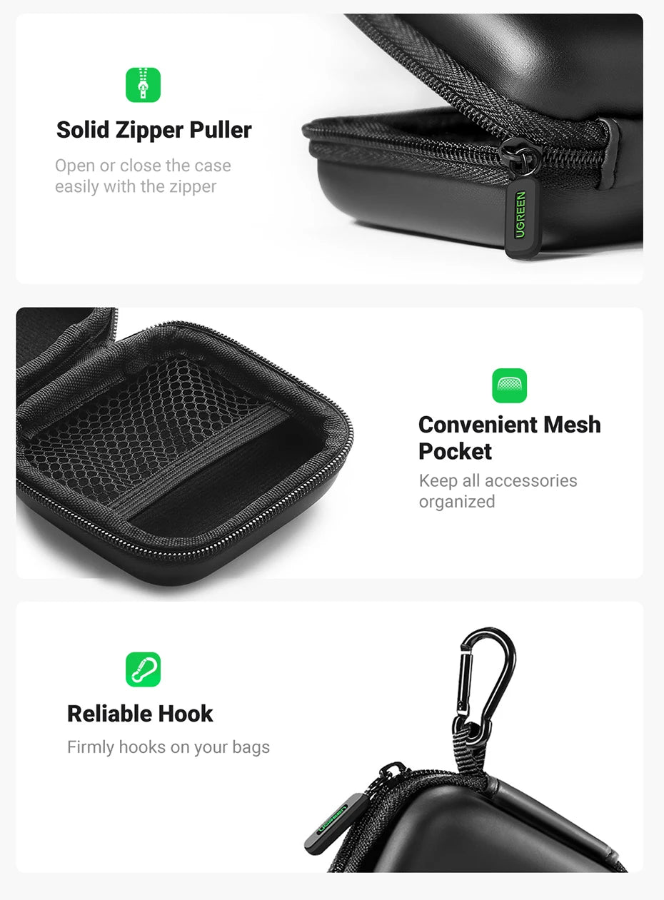 Compact EVA Hard Shell Storage Case for Earbuds and Accessories