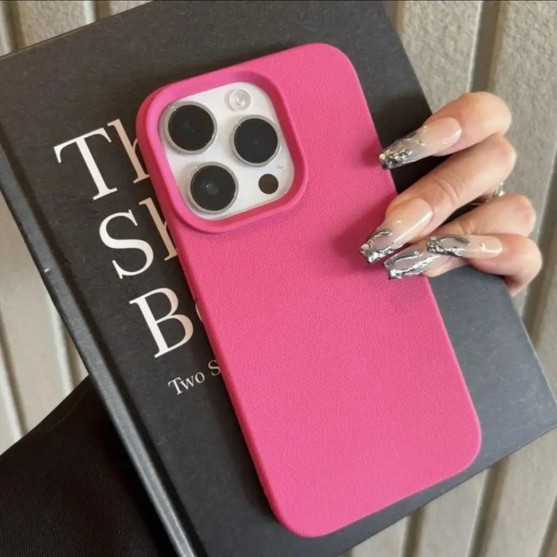 Candy Color Lychee Pattern Soft Silicone Phone Case