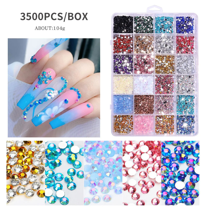 Piedras de Resina Redondas con Brillo y Strass para Uñas