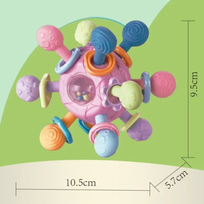 Baby Sensory Rattle Ball with Silicone Teether