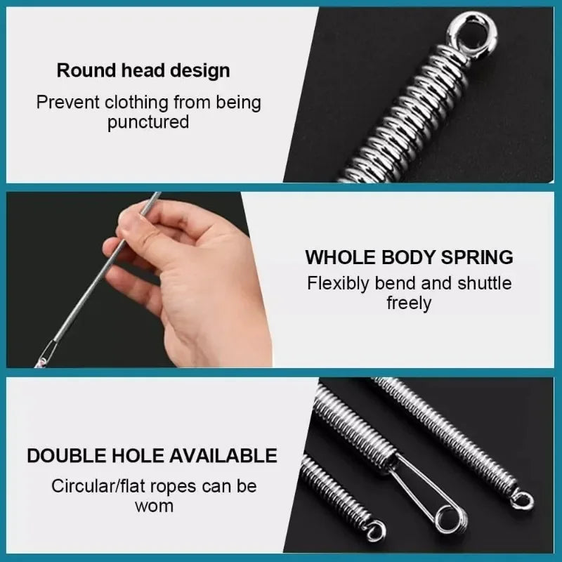 A set of spring drawstring needles and a whole body spring tool for clothing repair