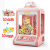 Pink mini claw crane machine toy for kids with lights and music featuring various animal figures