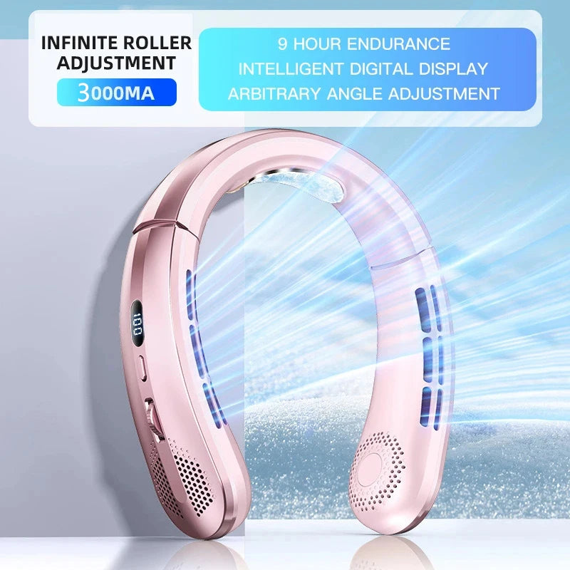 Portable Hanging Neck Fan with Digital Display