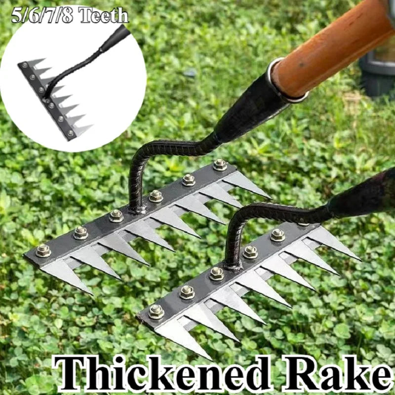 Heavy-Duty Carbon Steel Garden Weeding Rake