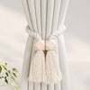 Handwoven Boho Curtain Tiebacks with Wooden Beads