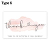 A greeting card featuring the text thank you and thank you for supporting my small business on a soft pink background.