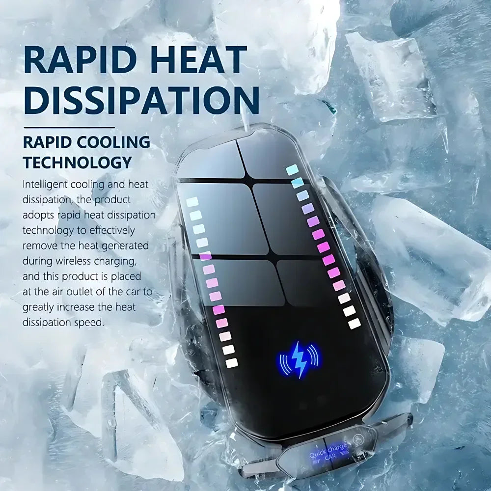 RGB Wireless Car Charger Mount for Vents and Dashboard