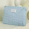 Quilted Floral Cosmetic Bag with Zipper Closure