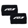 Black fabric cover sock with a white R1 logo for a brake fluid reservoir.