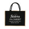 Vintage Jute Shopping Tote Bag with Waterproof Lining