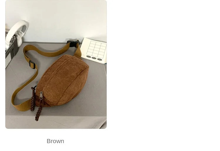 Corduroy Waist Pack for Women – Versatile Crossbody & Shoulder Bag