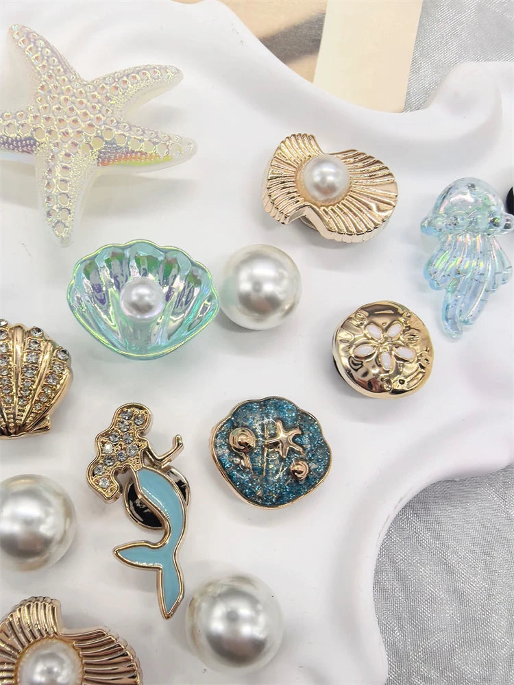 Beach-Themed Shoe Charms Set - 16 Pieces