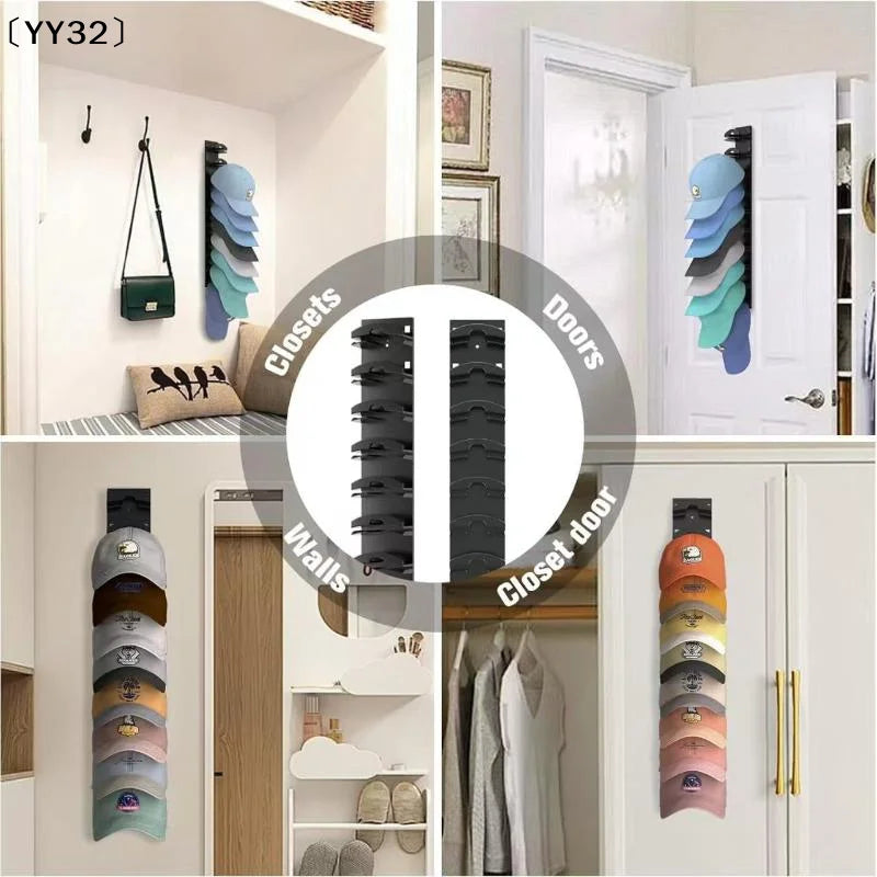 Wall-Mounted Cap Rack for Hat Storage and Organization