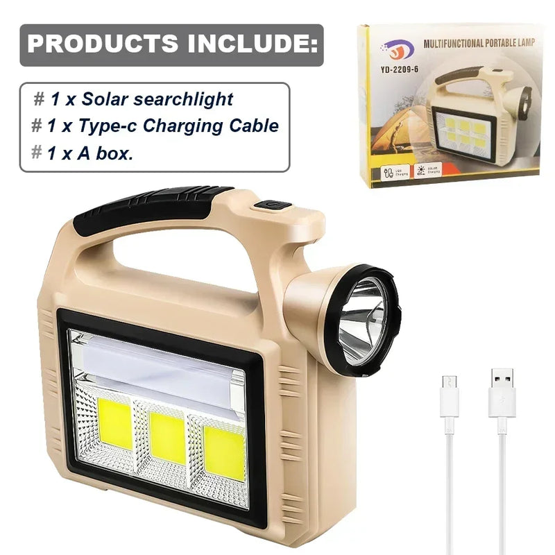Solar-Powered LED Flashlight with USB-C Charging