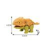 A plastic interactive finger biting dinosaur toy resembling a Triceratops or Tyrannosaurus, colored yellowish-green.
