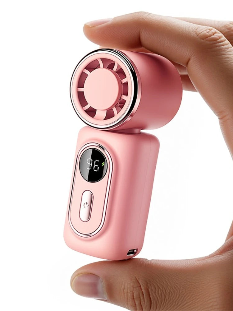 Portable Rechargeable Mini Handheld Fan with 5 Speeds & LED Display